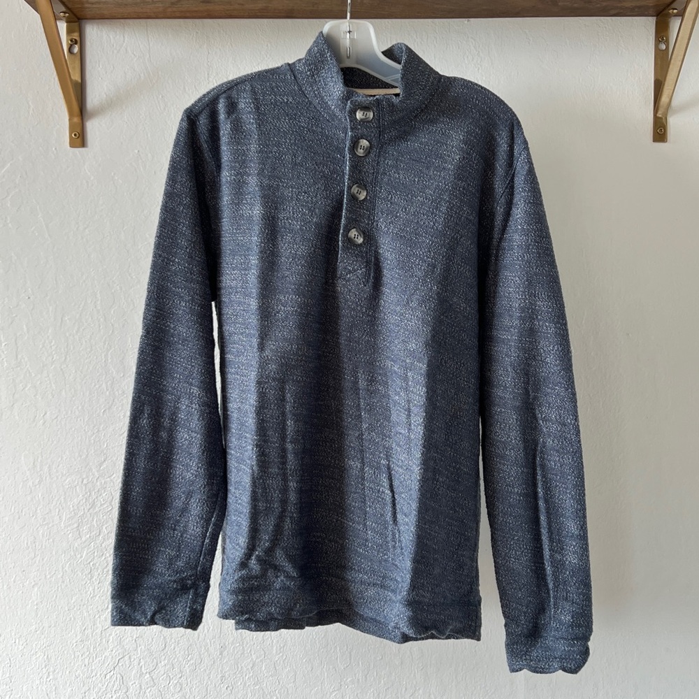 Men’s Blue Heather Quarter Button-Up Sweater